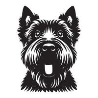 sorprendido escocés terrier perro cara ilustración en negro y blanco vector