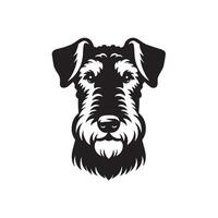 divertido airedale terrier perro cara ilustración en negro y blanco vector