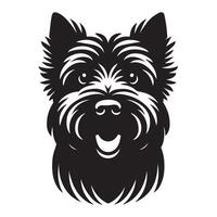 divertido escocés terrier perro cara ilustración en negro y blanco vector