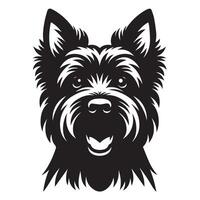 alegre escocés terrier perro cara ilustración en negro y blanco vector