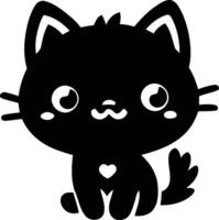 negro gato con corazón hermosa silueta, vector