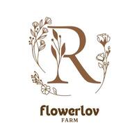 botanical logo design for graphic designer or flower store vector