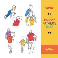 Happy Fathers Day Dad and Son Playing Together Illustration Set vector