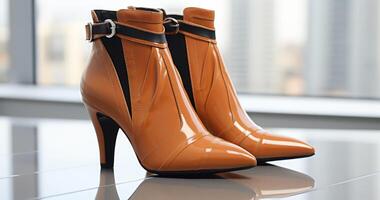 Chic middle heel ankle boots are the perfect blend of elegance and versatility, suitable for any occasion photo