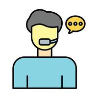 Call Center Agent Line Icon vector