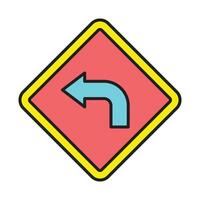 Turn Left Line Filled Icon Design vector