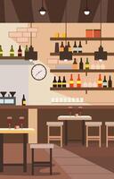 Indoor Interior Landscape in Cafe Restaurant with Bar and Chair Table for Customer vector