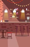 Indoor Interior Landscape in Cafe Coffee Shop with Brick Bar and Chair Table for Customer vector