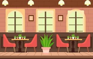 Dining Table for Customer Dinner in Cafe Restaurant with Modern Indoor Interior Design vector