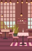 Dining Table for Romantic Customer Dinner Date in Cafe Restaurant with Window Background vector