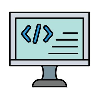 codificación línea lleno icono diseño vector