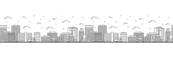 Seamless pattern with outline Anchorage Alaska City Skyline. Modern Buildings Isolated on White. Anchorage USA Cityscape with Landmarks. vector