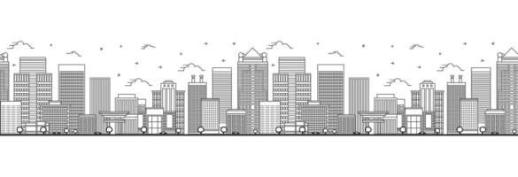 Seamless pattern with outline Birmingham Alabama City Skyline. Modern Buildings Isolated on White. Birmingham USA Cityscape with Landmarks. vector