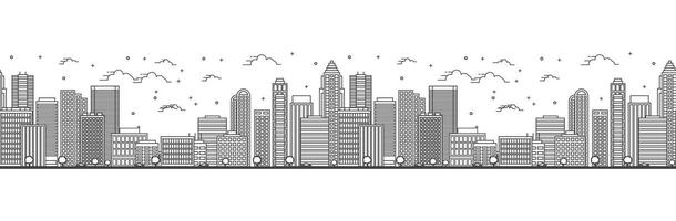 Seamless pattern with outline Seattle Washington City Skyline. Modern Buildings Isolated on White. Seattle USA Cityscape with Landmarks. vector
