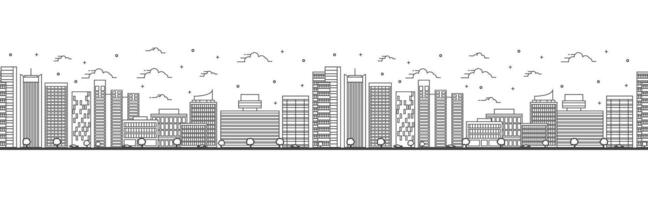 Seamless pattern with outline Phoenix Arizona City Skyline. Modern Buildings Isolated on White. Phoenix USA Cityscape with Landmarks. vector