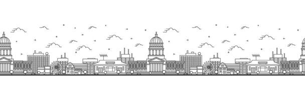 Seamless pattern with outline Olympia Washington City Skyline. Modern Buildings Isolated on White. Olympia USA Cityscape with Landmarks. vector