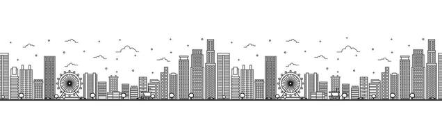 Seamless pattern with outline Los Angeles California City Skyline. Modern Buildings Isolated on White. Los Angeles Cityscape with Landmarks. vector