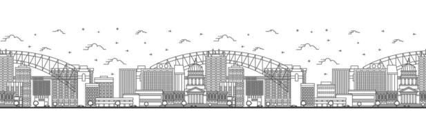 Seamless pattern with outline Little Rock Arkansas City Skyline. Modern Buildings Isolated on White. Little Rock USA Cityscape with Landmarks. vector