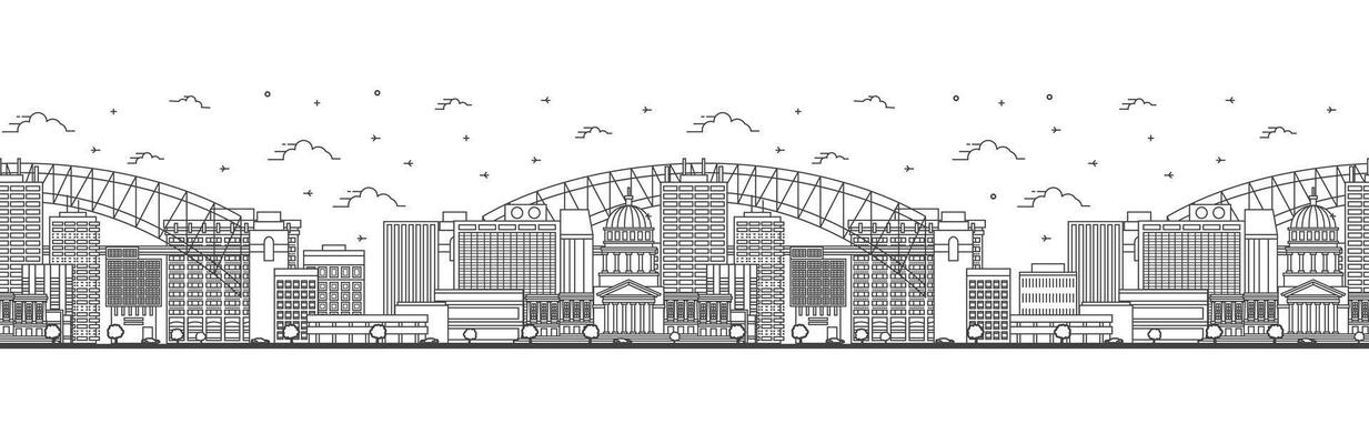Seamless pattern with outline Little Rock Arkansas City Skyline. Modern Buildings Isolated on White. Little Rock USA Cityscape with Landmarks.