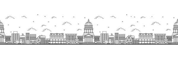 Seamless pattern with outline Montpelier Vermont City Skyline. Modern Buildings Isolated on White. Montpelier USA Cityscape with Landmarks. vector