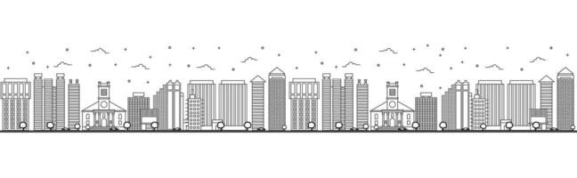 Seamless pattern with outline Honolulu Hawaii City Skyline. Modern Buildings Isolated on White. Honolulu Cityscape with Landmarks. vector