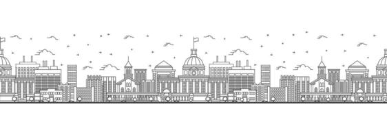 Seamless pattern with outline Montgomery Alabama City Skyline. Modern Buildings Isolated on White. Montgomery USA Cityscape with Landmarks. vector