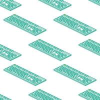 Isometric seamless pattern with row of keyboards. Objects isolated on white background. vector