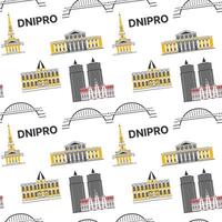 sin costura modelo con puntos de referencia de dnipro. edificios de dnepropetrovsk. vector