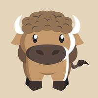 Cute Bison with detailed illustration of light and shadow vector