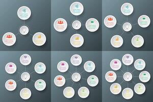 Circle elements set for infographic. Template for cycling diagram, graph, presentation and round chart. Business concept with 3, 4, 5, 6 options, parts, steps or processes. vector