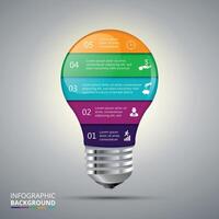 Lightbulb infographic. Template for diagram, graph, presentation and chart. Business idea concept with 5 options, parts, steps or processes. vector