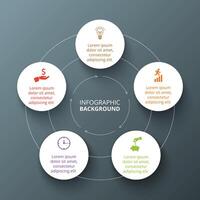 Circle diagram infographic with 5 options, parts, steps or processes. Template for cycling diagram, graph, presentation. vector