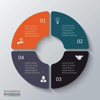 tarta gráfico infografía. modelo para ciclo diagrama, grafico, presentación y redondo cuadro. negocio concepto con 4 4 opciones, partes, pasos o procesos. vector