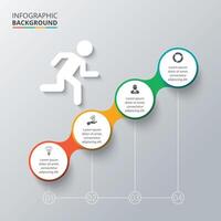 hombre sube el pasos.. modelo para diagrama, grafico, presentación. infografía con 4 4 opciones, partes, pasos o procesos. vector