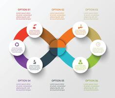 infinito elemento para infografía. modelo para ciclo diagrama, grafico, presentación. negocio concepto con 6 6 opciones, partes, pasos o procesos. vector