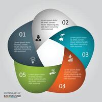 ciclo diagrama para infografía. modelo para grafico, presentación y redondo cuadro. negocio concepto con 5 5 opciones, partes, pasos o procesos. vector