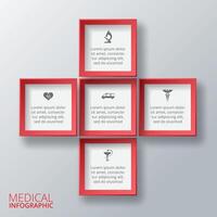 Plus sign info graphics. Template for diagram, graph, presentation and chart. Medical healthcare concept with 5 options, parts, steps or processes. vector