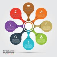 Cycle diagram infographic with 8 options, parts, steps or processes. vector