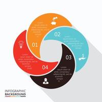 Cycle element with long shadow for infographic. Template for iagram, graph, presentation. Business concept with 4 options, parts, steps or processes. vector