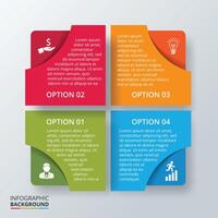 cuadrado elemento para infografía. modelo para diagrama, grafico, presentación y cuadro. negocio concepto con 4 4 opciones, partes, pasos o procesos. vector