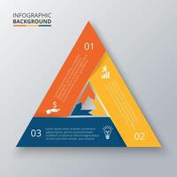 triángulo elemento para infografía. modelo para ciclismo diagrama, grafico, presentación y cuadro. negocio concepto con 3 opciones, partes, pasos o procesos. vector