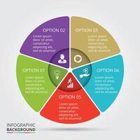 Circle element for infographic. Template for cycle diagram, graph, presentation. Business concept with 5 options, parts, steps or processes. vector