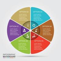 Circle element for infographic. Template for cycle diagram, graph, presentation. Business concept with 6 options, parts, steps or processes. vector