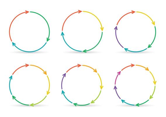 Outline circle arrows for infographic. Template for diagram, graph, presentation and chart. Business concept with 3, 4, 5, 6, 7, 8 options, parts, steps or processes.