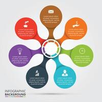 Cycle diagram infographic with 7 options, parts, steps or processes. vector
