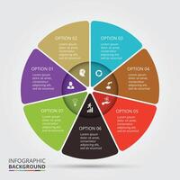 circulo elemento para infografía. modelo para ciclo diagrama, grafico, presentación. negocio concepto con 7 7 opciones, partes, pasos o procesos. vector