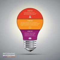 Lightbulb infographic. Template for diagram, graph, presentation and chart. Business idea concept with 3 options, parts, steps or processes. vector
