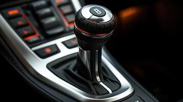 Close-Up of a Car's Gearstick. Gearstick in Detail. photo