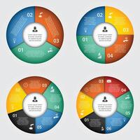 circulo elementos conjunto para infografía. modelo para ciclismo diagrama, grafico, presentación y redondo cuadro. negocio concepto con 3, 4, 5, 6 6 opciones, partes, pasos o procesos. vector