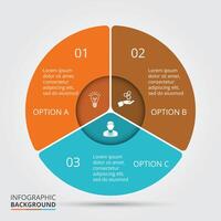 Circle element for infographic. Template for cycle diagram, graph, presentation. Business concept with 3 options, parts, steps or processes. vector